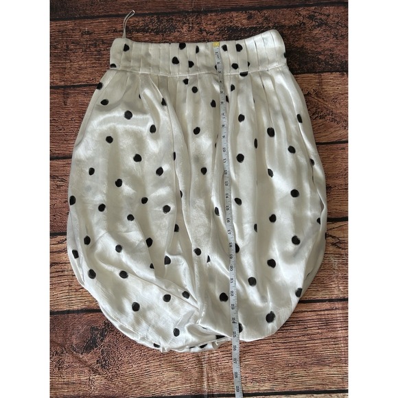 Zara White Polka Dot Midi Skirt Asymmetric Bubble Hem Size Small - Picture 2 of 12